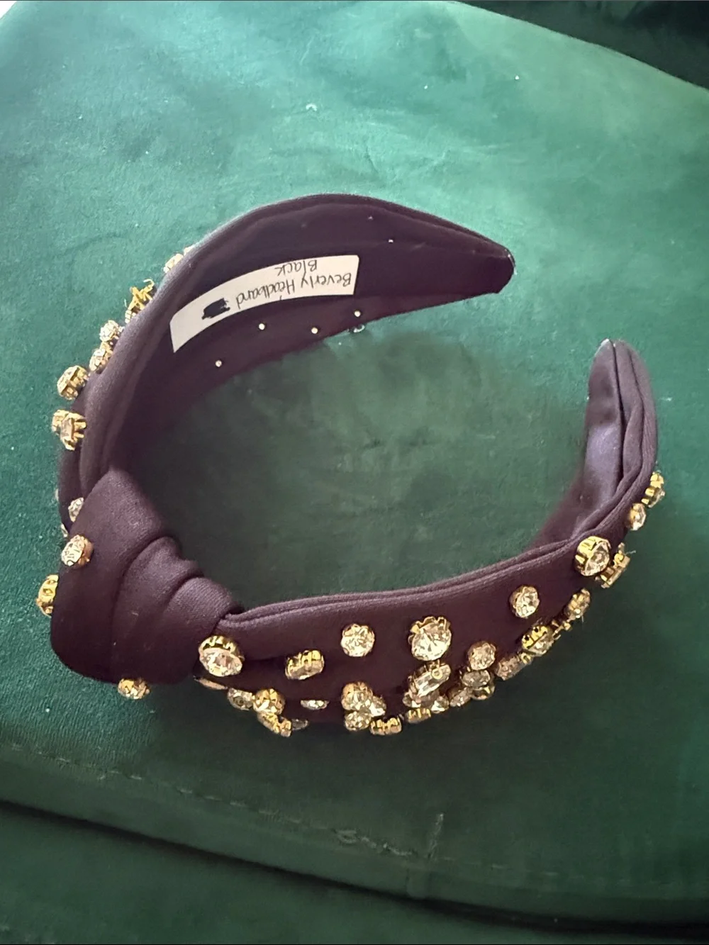 Embellished Black Knotted Headband with Gold Stones NEVER WORN